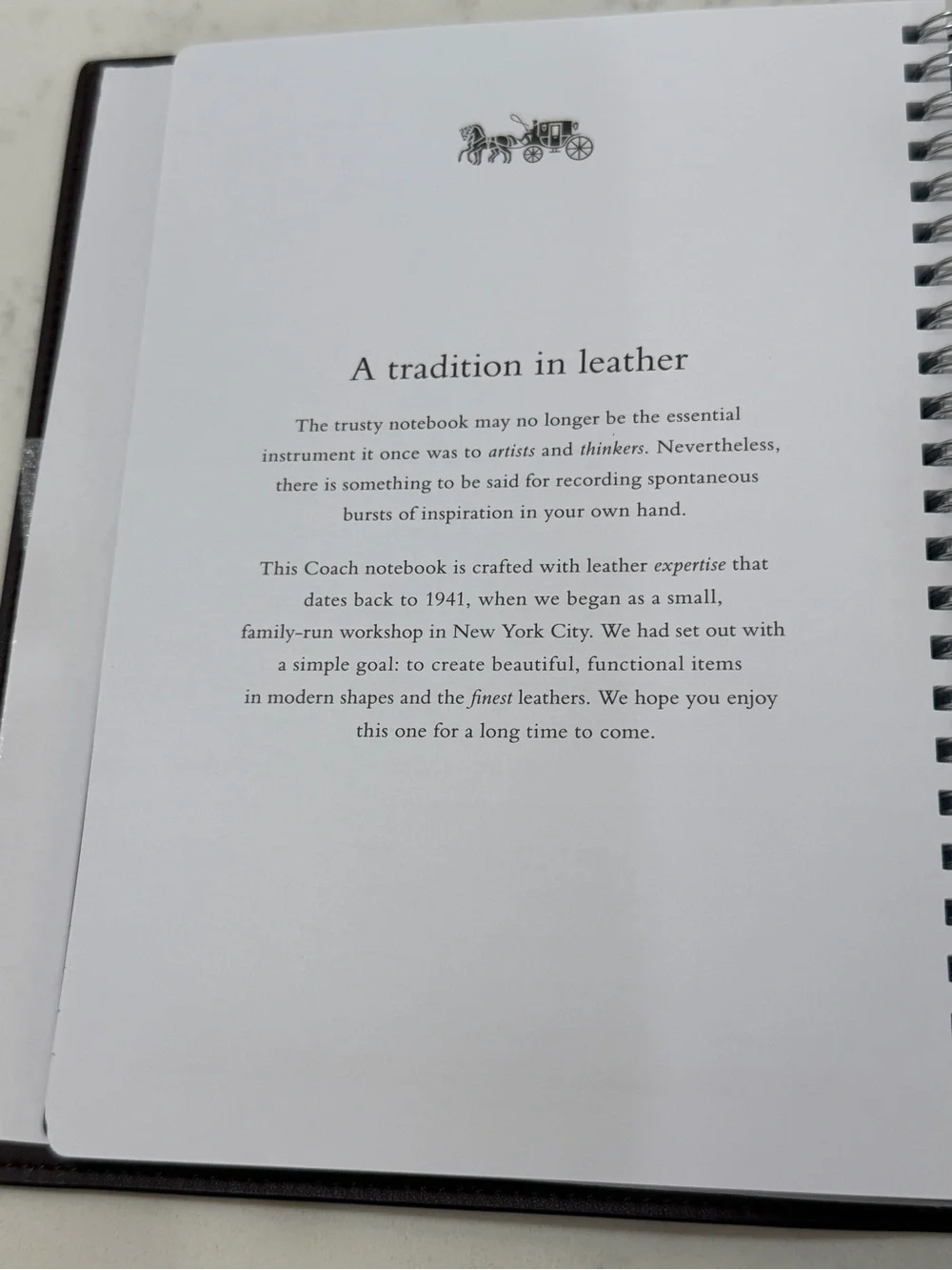Coach Brown Leather Notebook with Embossed Logo
